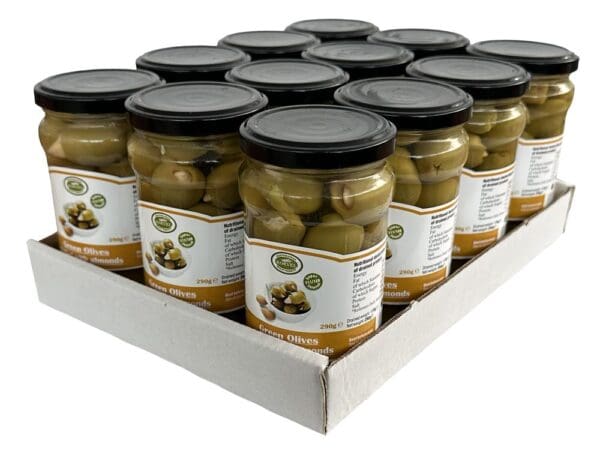 Korvel Greek Green Olives with Almonds Super Colossal 290g - Image 2