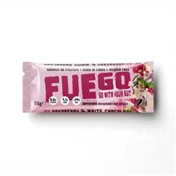 FUEGO Raspberry & White Choc Superfood Fibre Bar 50g
