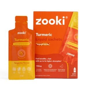 Zooki Turmeric 750mg Tangerine 14 Sachets Box Liposomal